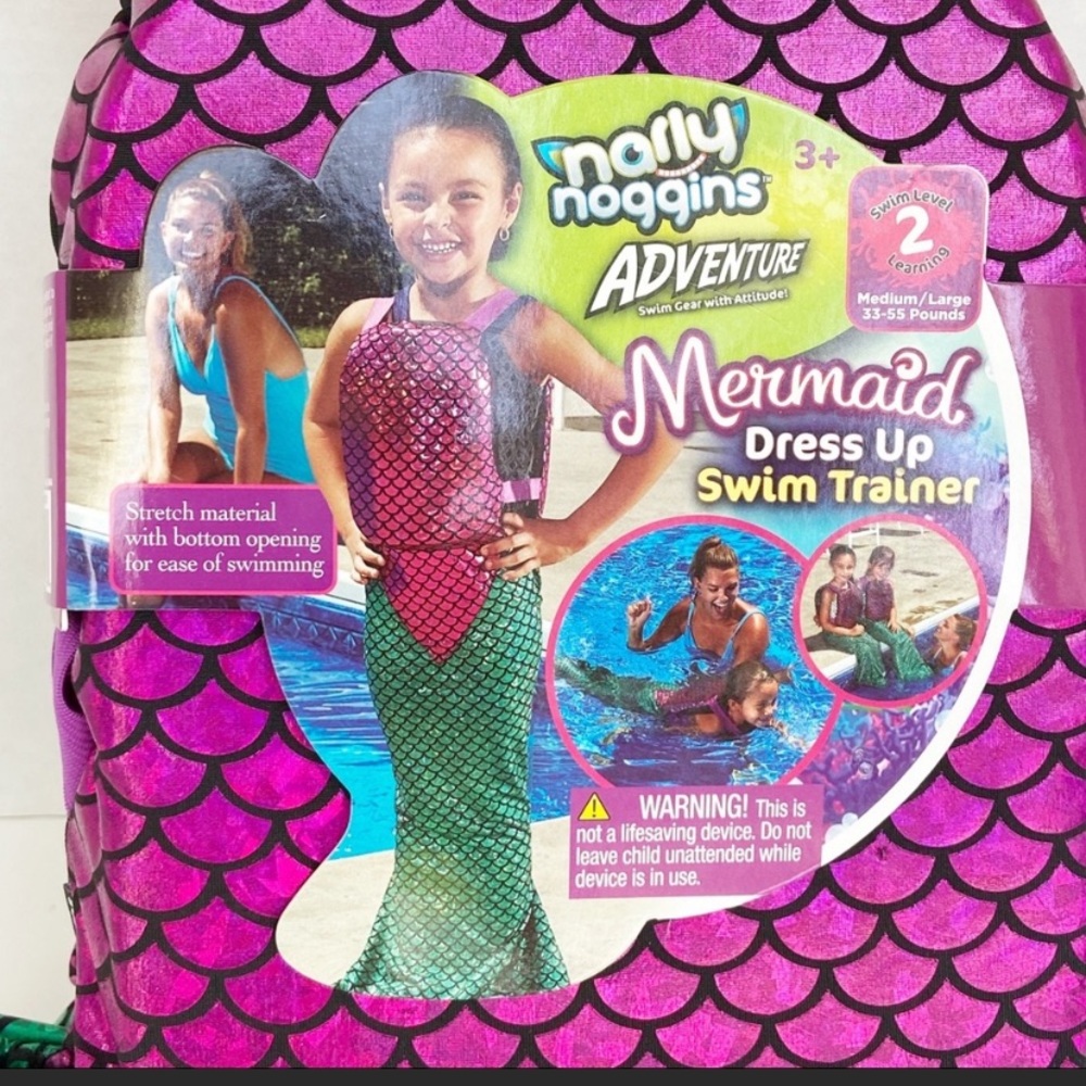 Pink Green Mermaid Dress Up Swim Trainer Life Vest 33-55lbs - Picture 3 of 5